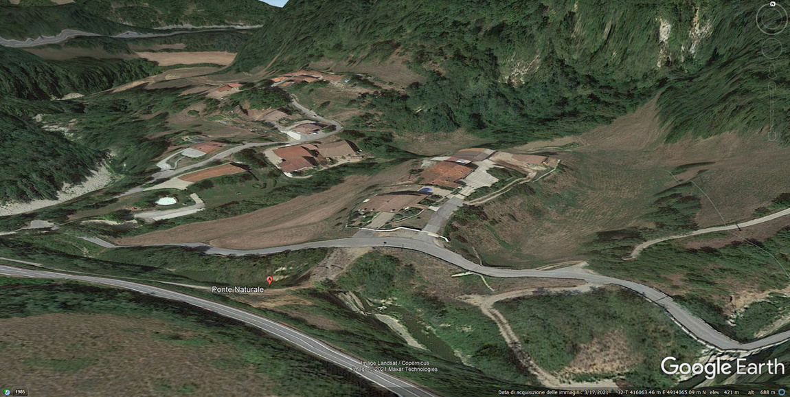 Schermata di Google Earth con il meandro abbandonato